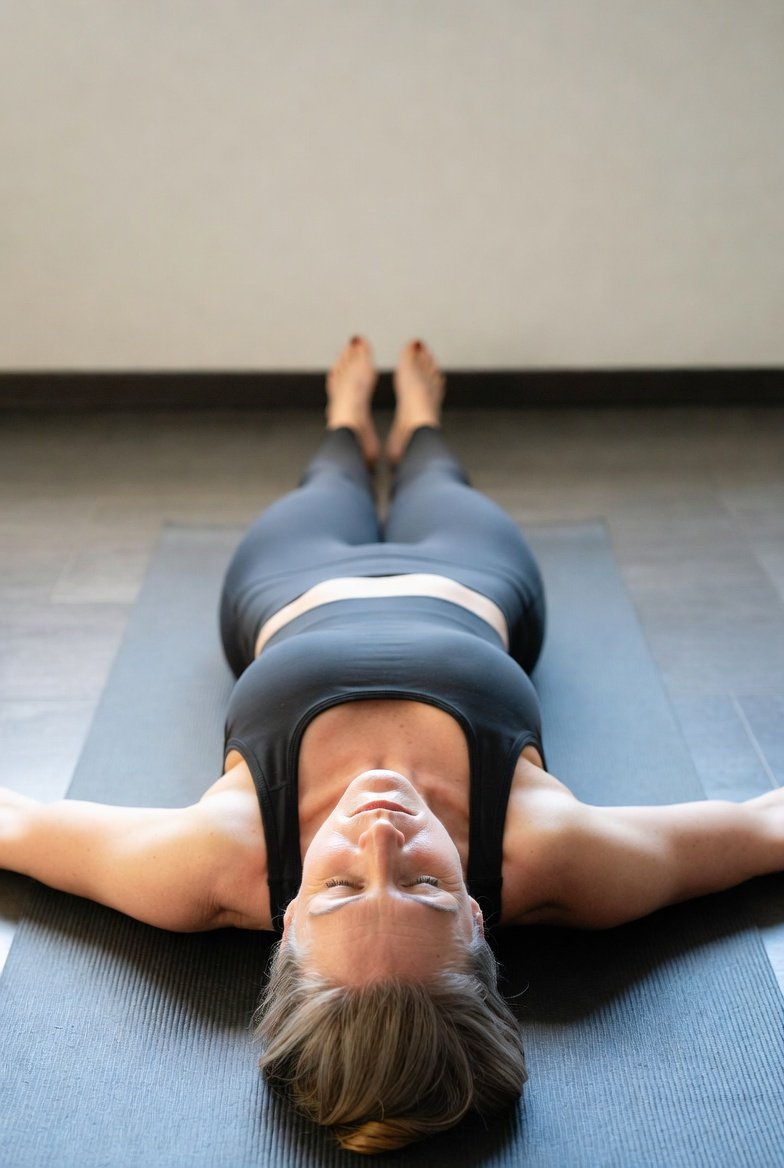 Savasana final relaxation pose for reducing stress